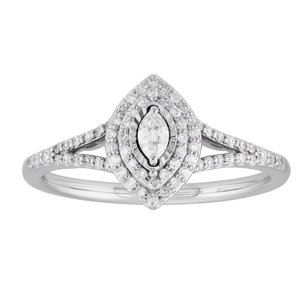 .33 CT Diamond Marquise Engagement Ring in 10K White Gold, Size 7 C6550