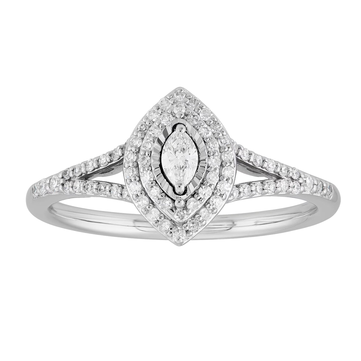 .33 CT Diamond Marquise Engagement Ring in 10K White Gold, Size 7 C6550