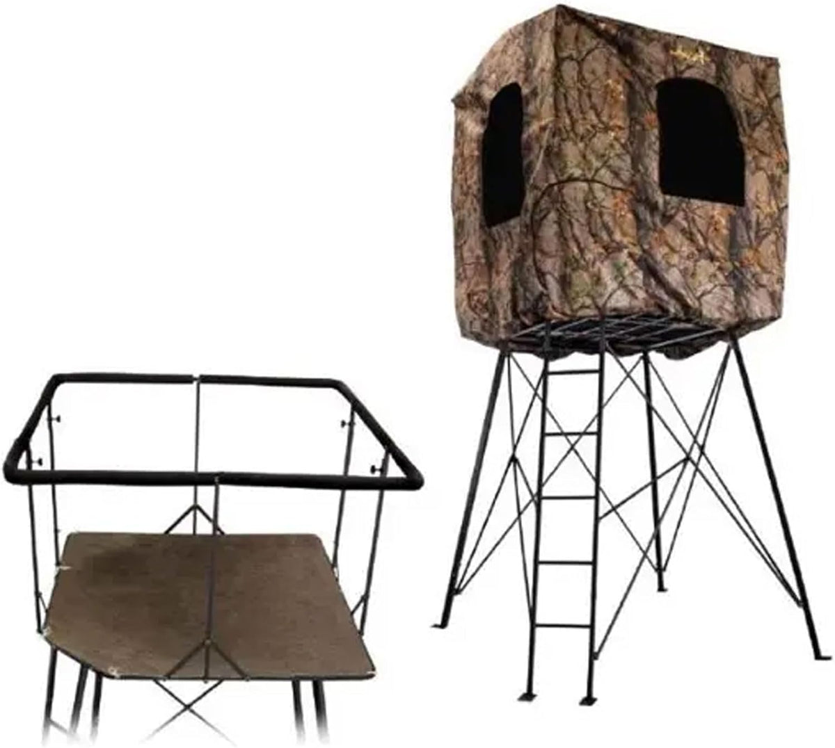 12' Quad Pod Steel Hunting Outdoor Platform with 360-degree Padded Shooting Rail B9626