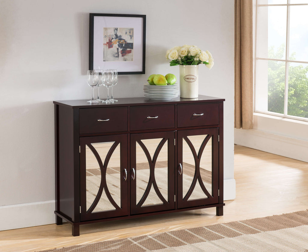 Espresso Buffet Cabinet Server with 3 Cabinets and 3 Drawers K41318