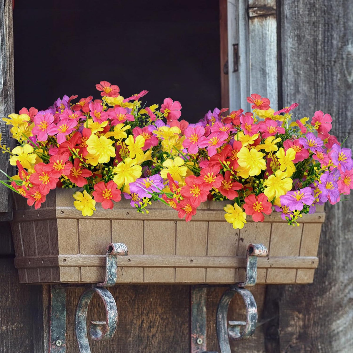 12 Bundles Artificial Flowers UV Resistant Faux Silk Plants V69217