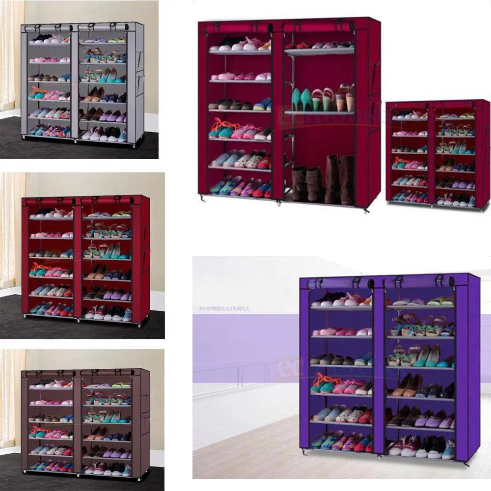 12 Grids 6 Tiers Portable Shoe Cabinet with Non-woven Fabric Cover J9926