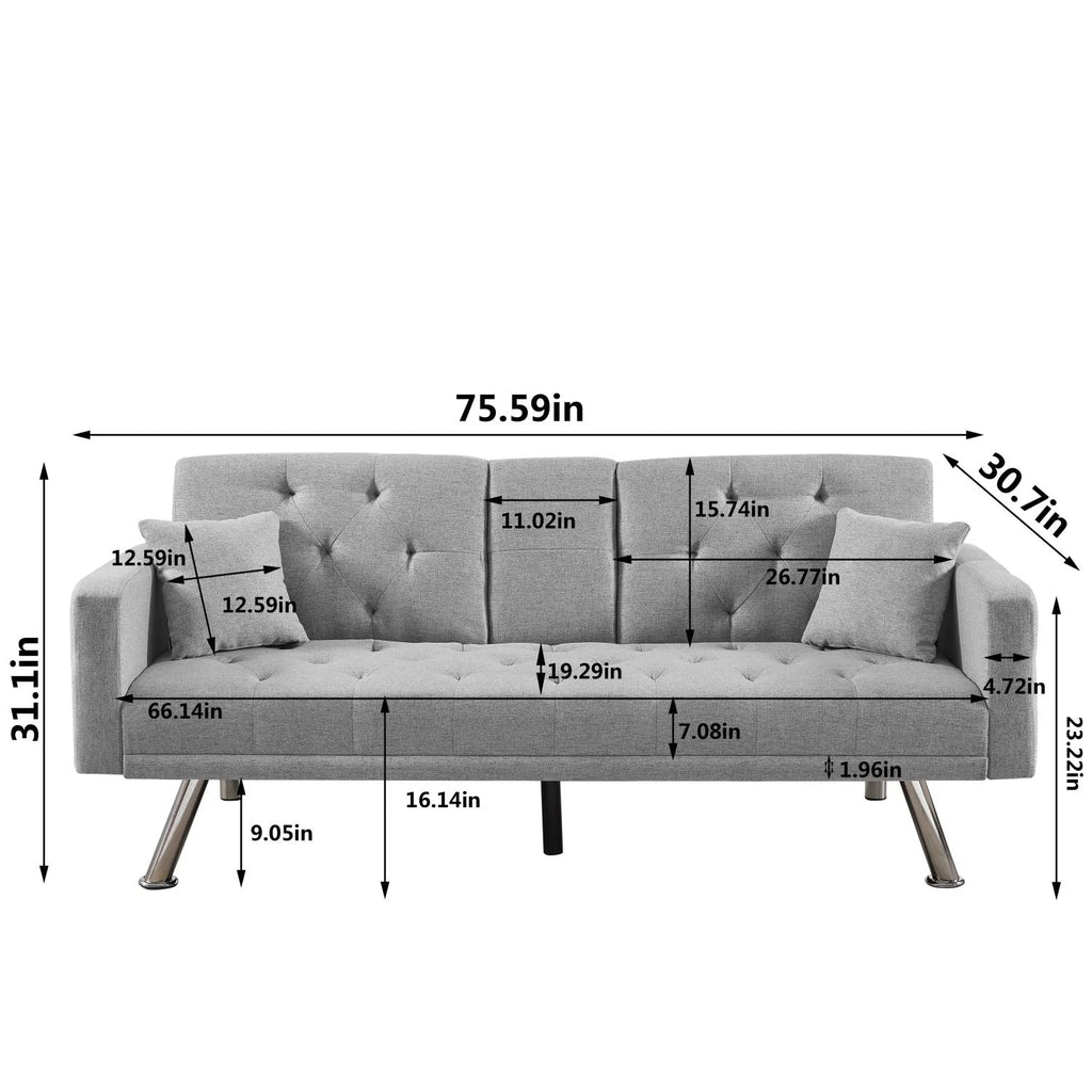 Grey Linen Convertible Sofa Bed H74019