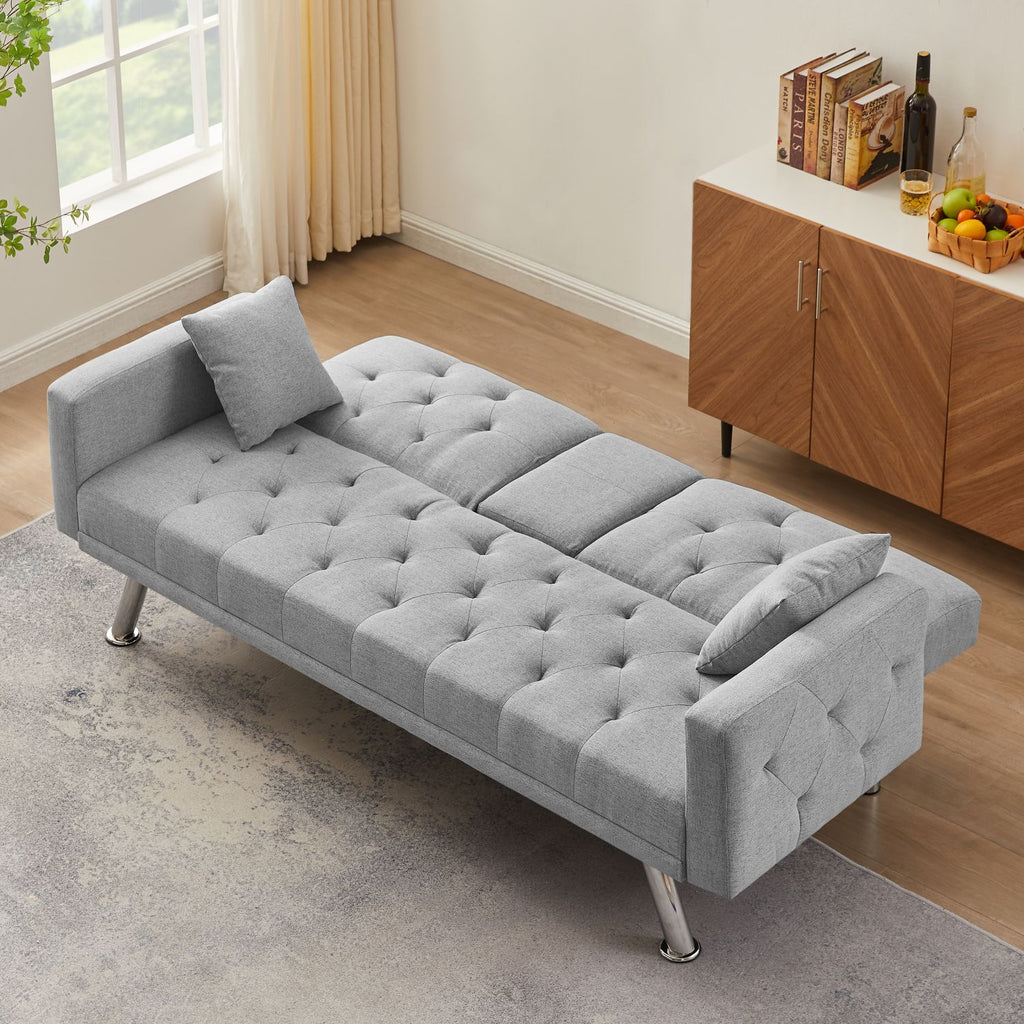 Grey Linen Convertible Sofa Bed H74019