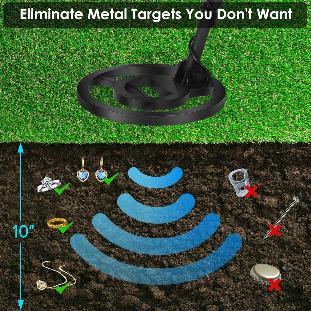 10" Depth Waterproof Metal Detector with LCD Display O409576