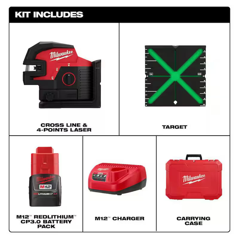 12-Volt Cordless Green Cross Line Laser Kit with Tripod P8666