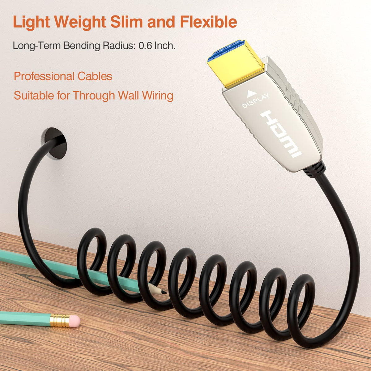 Fiber HDMI Cable 33 feet Ultra Slim Flexible W11336
