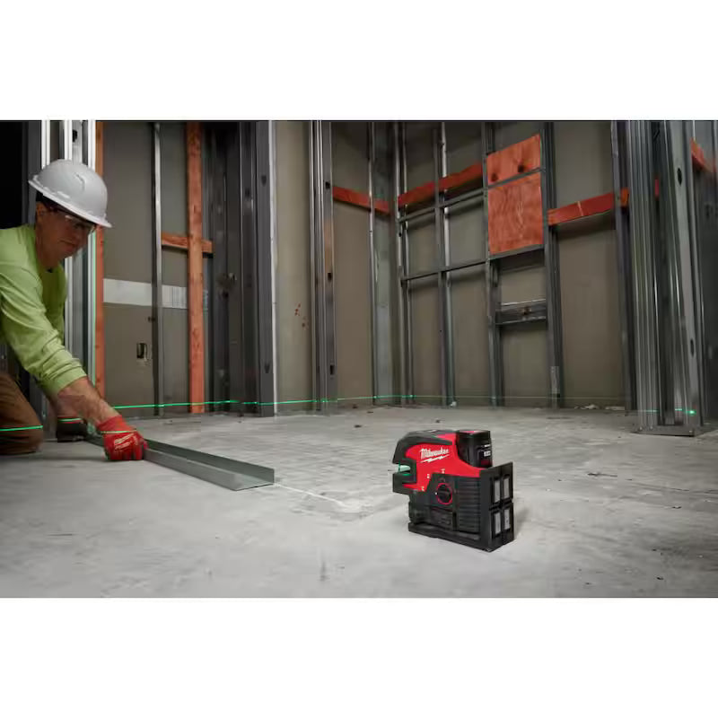 12-Volt Cordless Green Cross Line Laser Kit with Tripod P8666