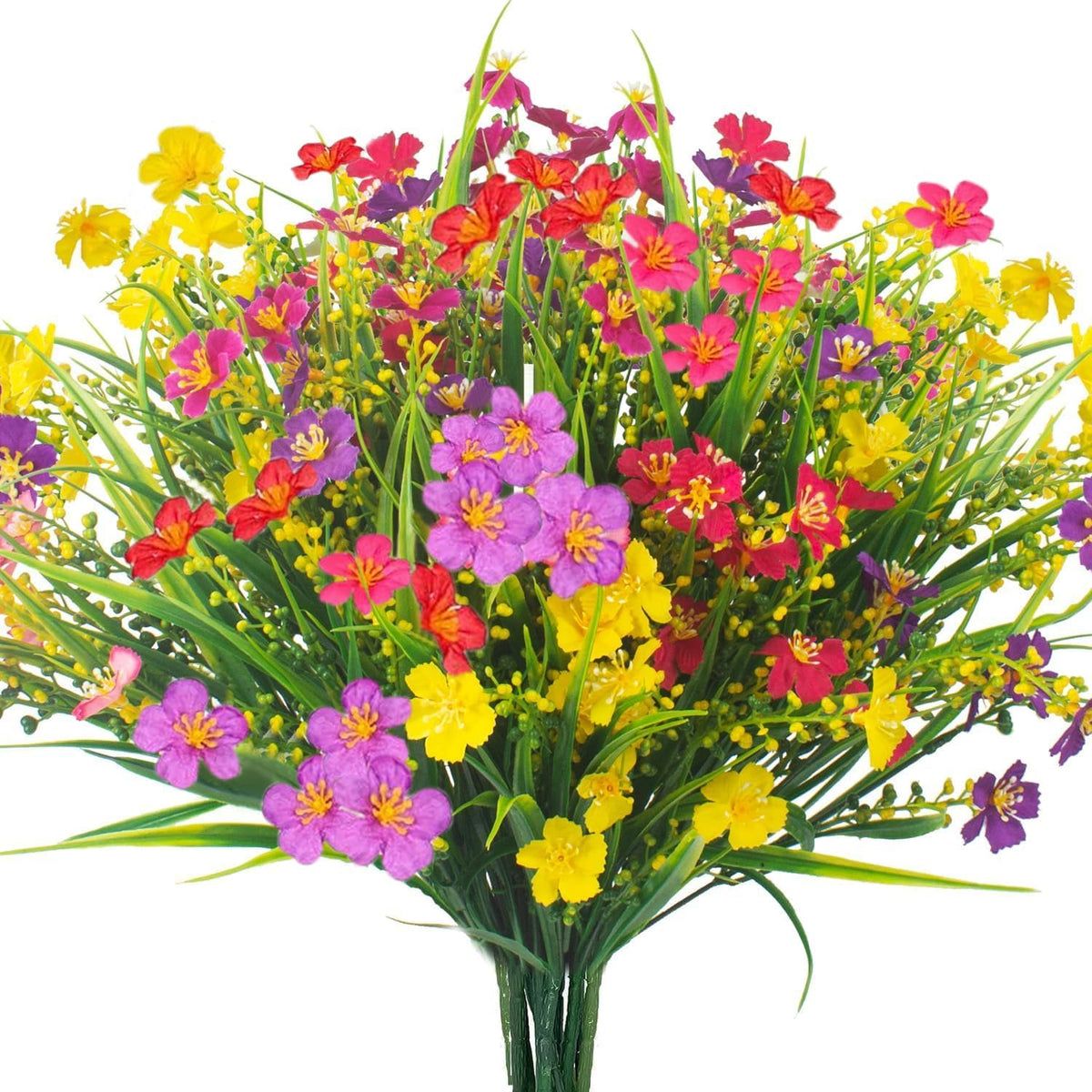 12 Bundles Artificial Flowers UV Resistant Faux Silk Plants V69217