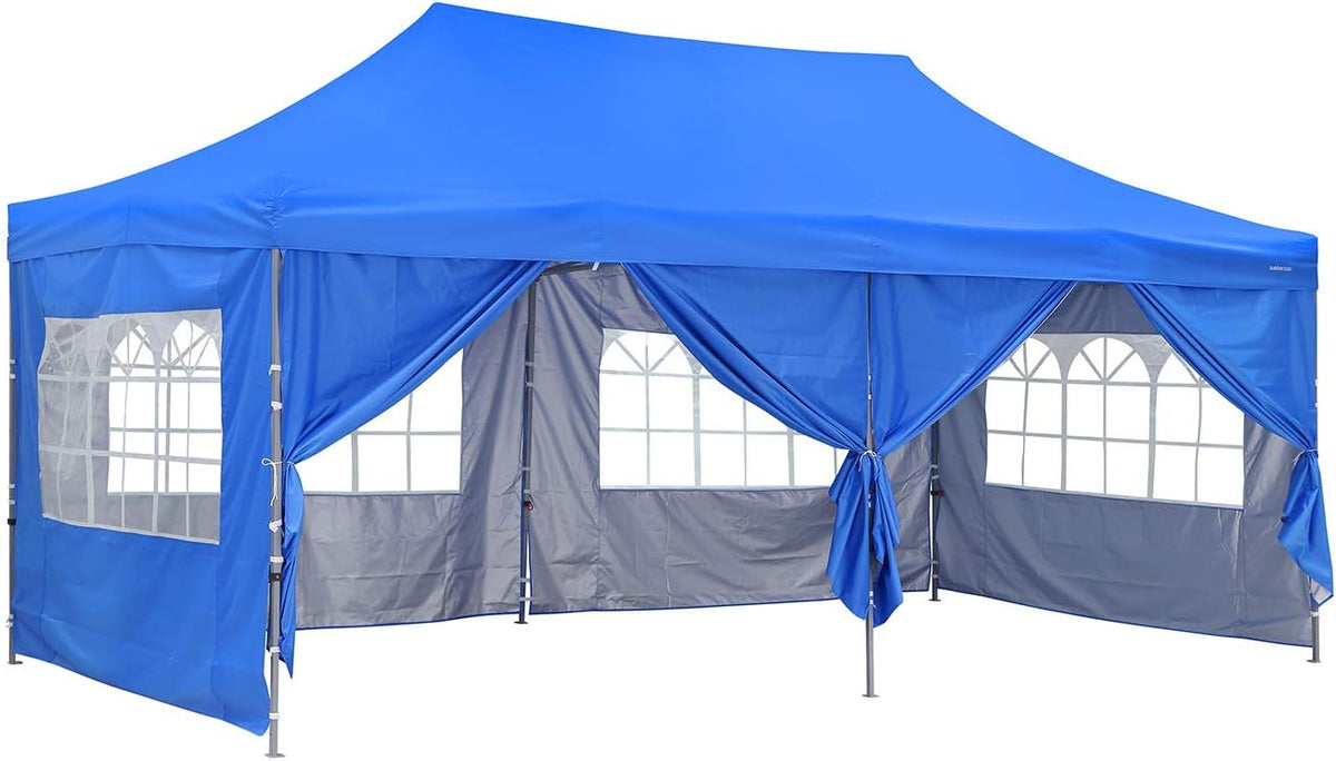 10x20 Ft Pop up Canopy Tent with Sidewalls and Windows Red Z787135