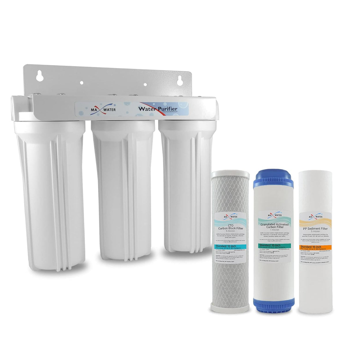 10 inch Whole House Water Filter System with Sediment GAC CTO Carbon Filters R445