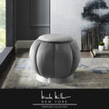 Grey Upholstered Ottoman with Gold Matte Base L7265