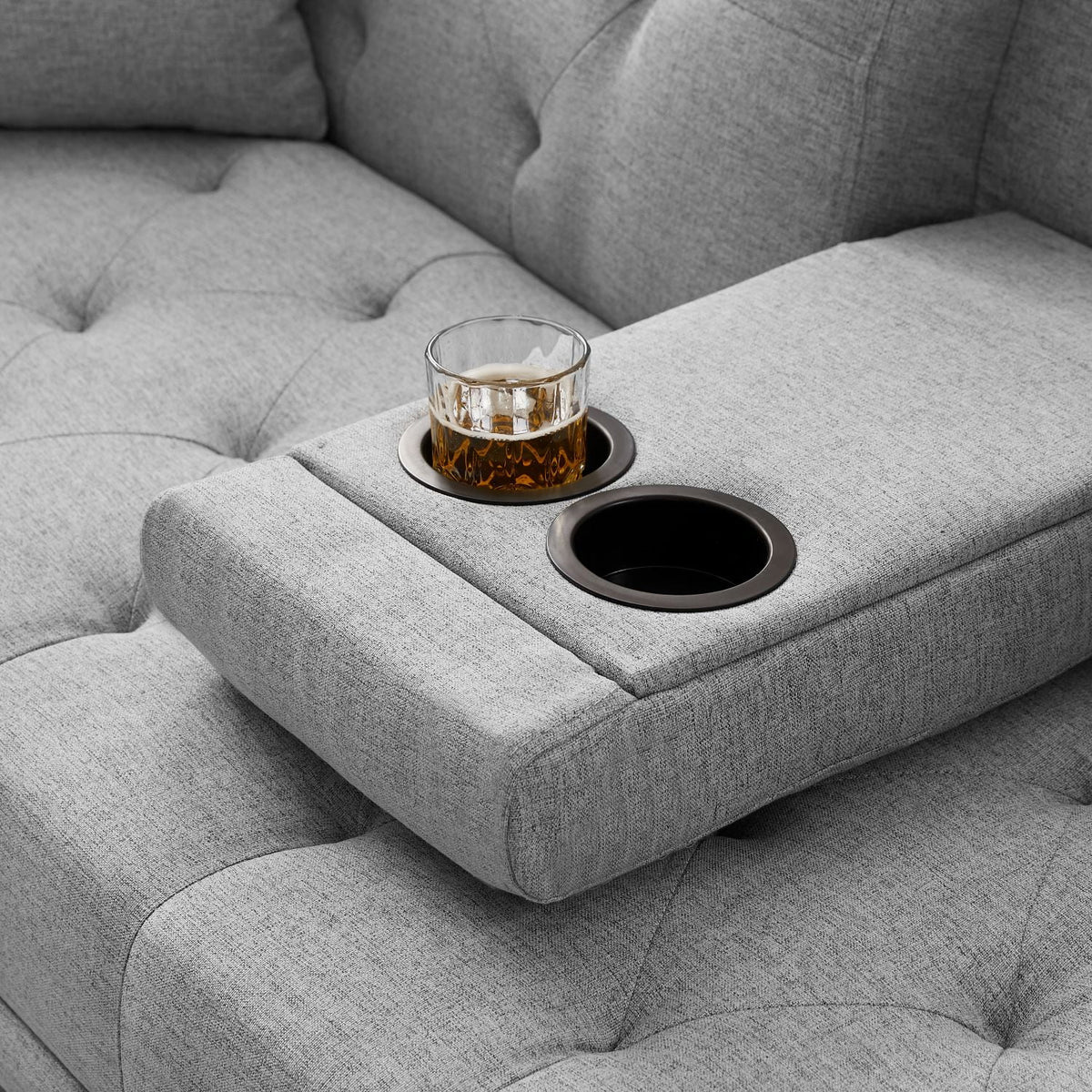 Grey Linen Convertible Sofa Bed H74019