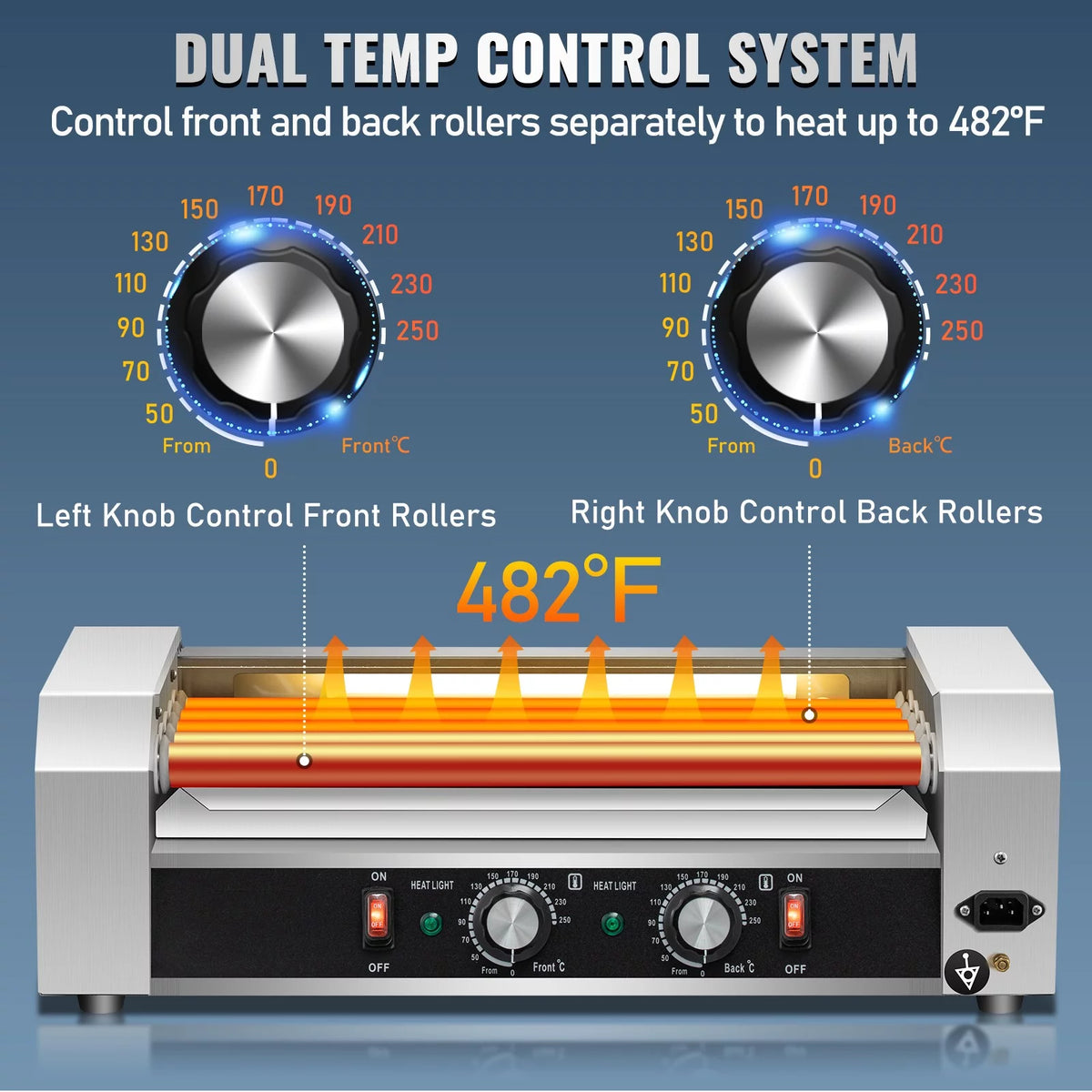 12 Hot Dog 5 Roller Grill Cooker Machine Stainless Steel 750W Q4882