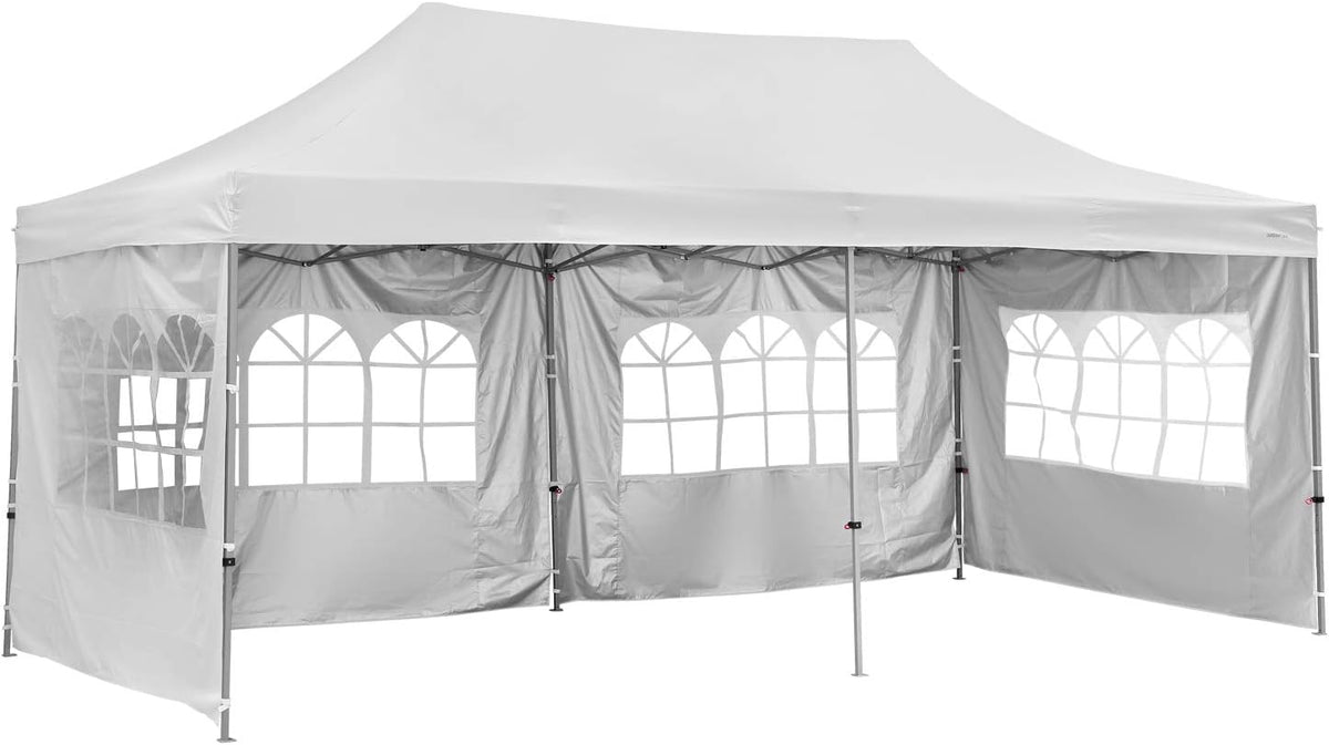 10x20 Ft Pop up Canopy Tent with Sidewalls and Windows Red Z787135