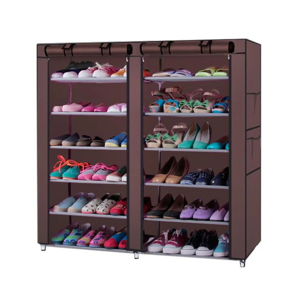 12 Grids 6 Tiers Portable Shoe Cabinet with Non-woven Fabric Cover J9926