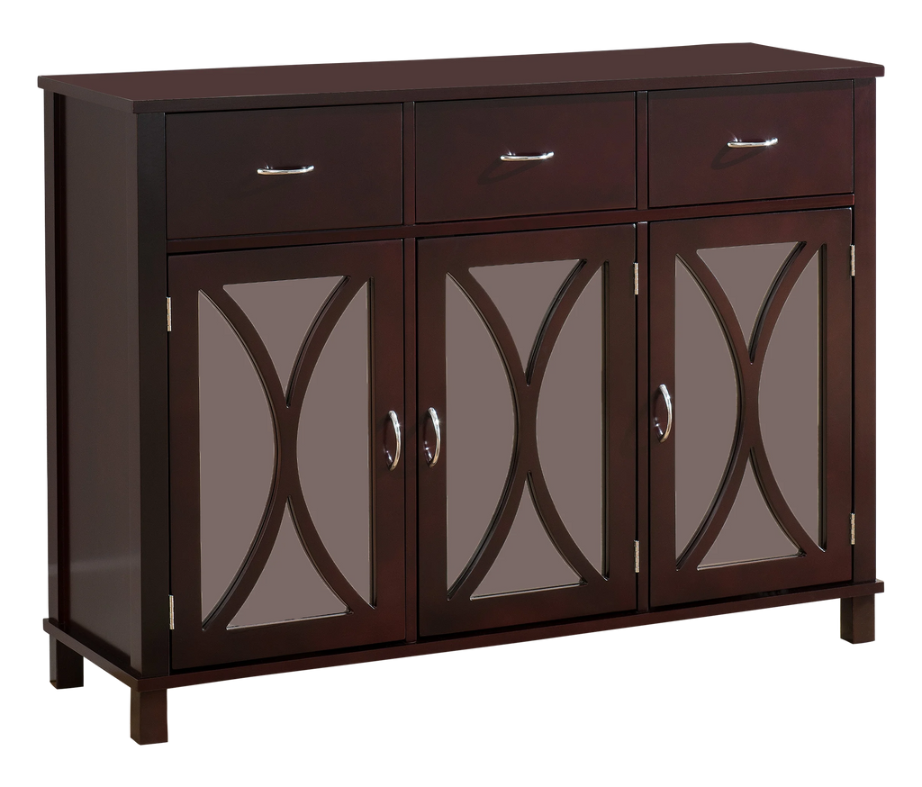 Espresso Buffet Cabinet Server with 3 Cabinets and 3 Drawers K41318