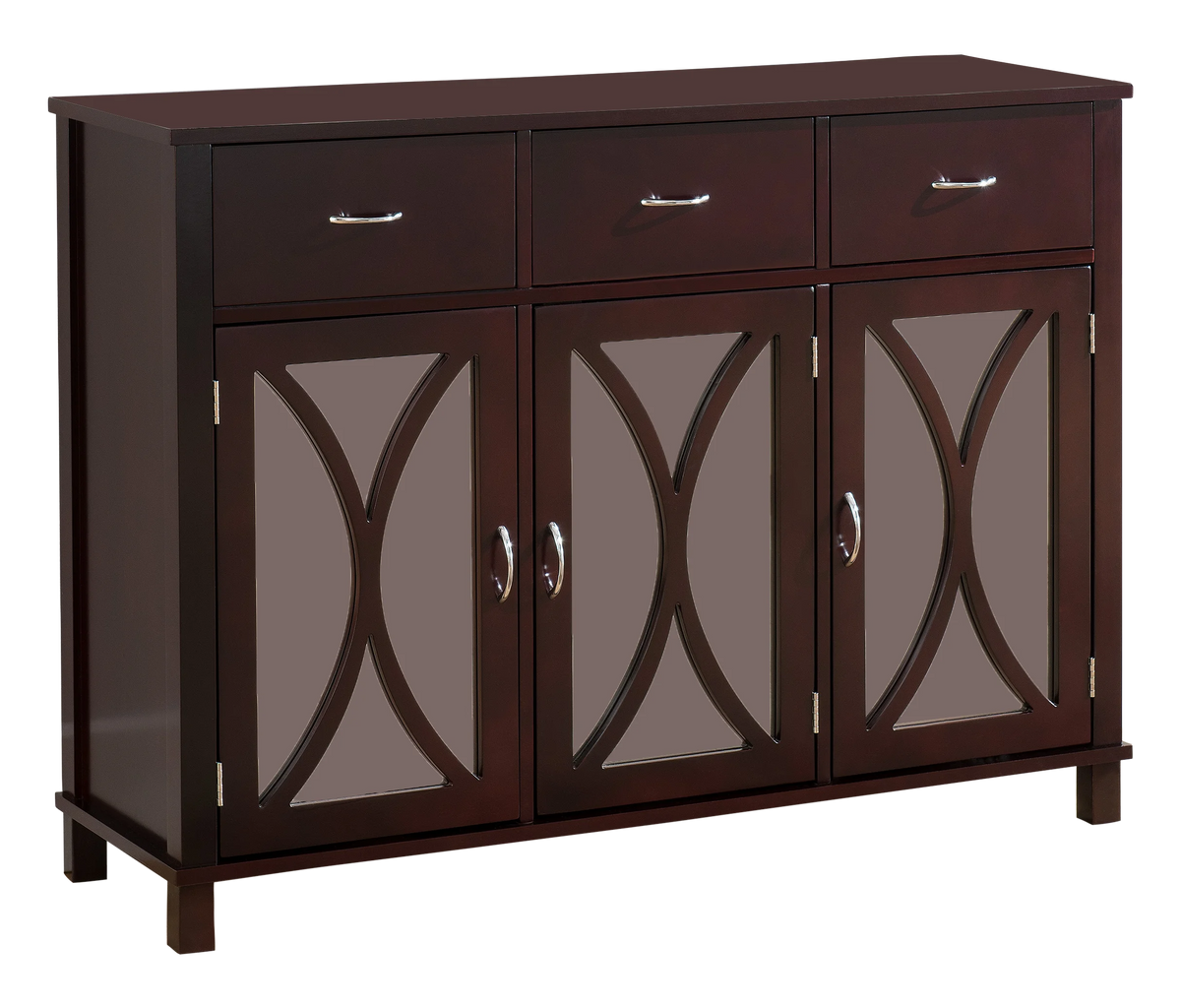 Espresso Buffet Cabinet Server with 3 Cabinets and 3 Drawers K41318