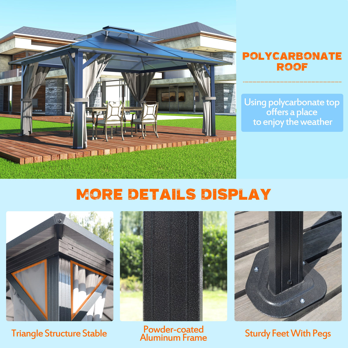 12'x10' Hardtop Aluminum Gazebo J57758