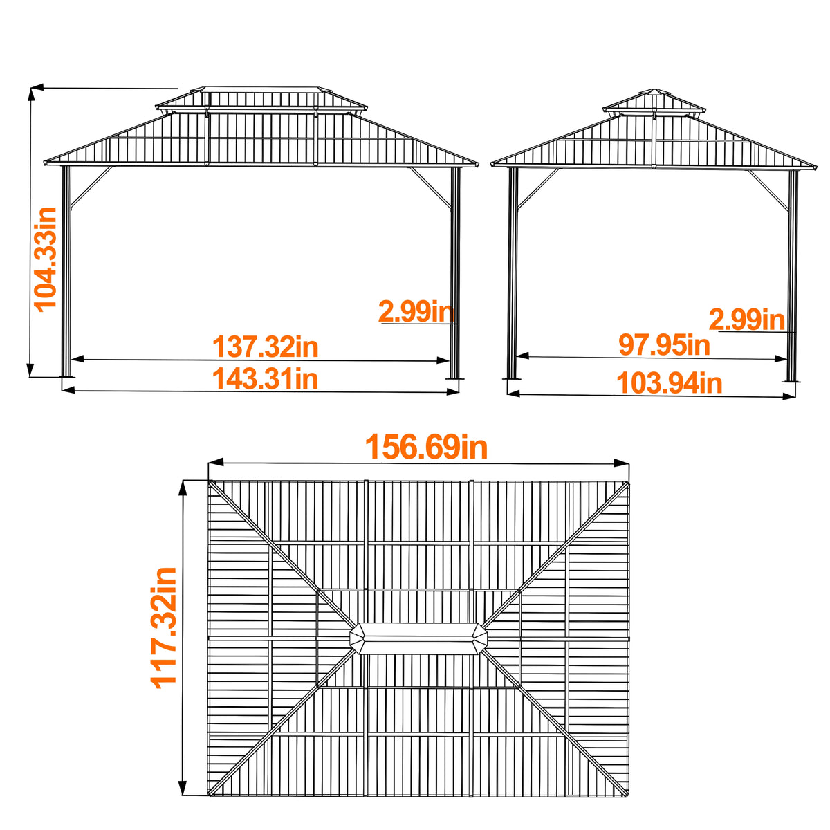 12'x10' Hardtop Aluminum Gazebo J57758