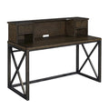Brown Wood Writing Desk and Hutch P150183
