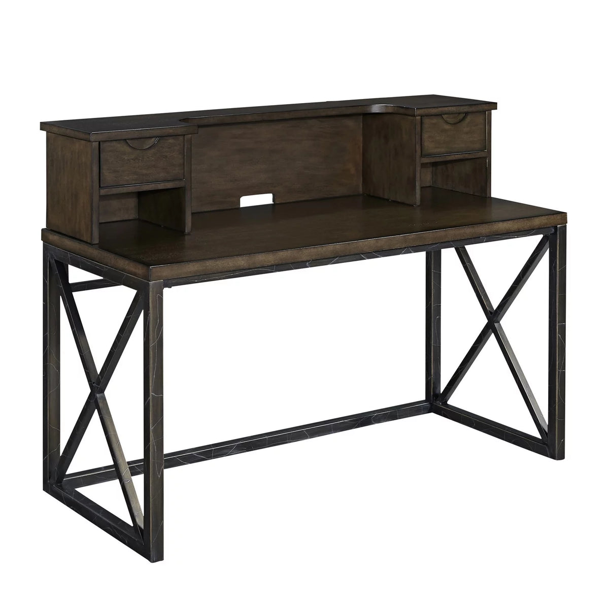 Brown Wood Writing Desk and Hutch P150183