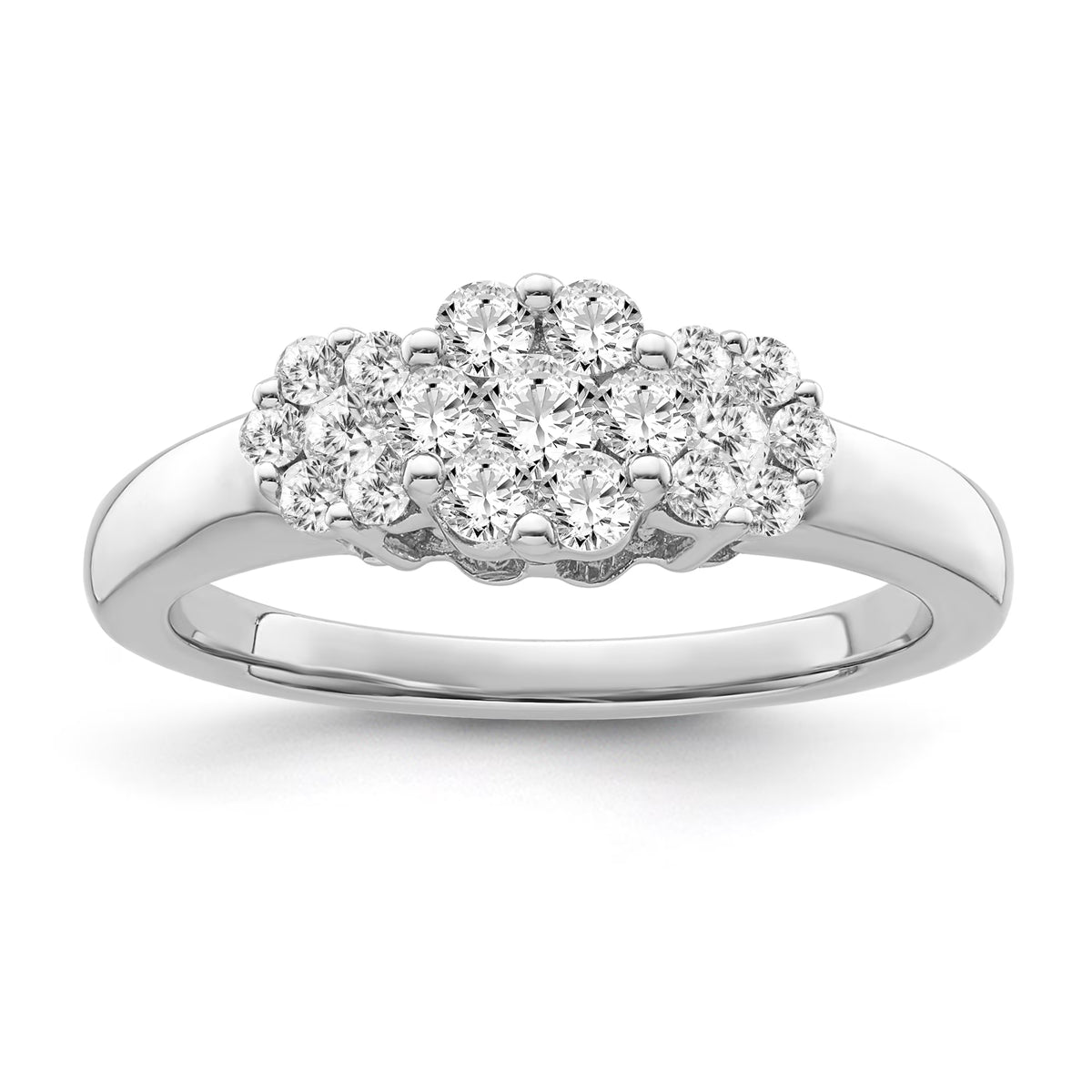 10K White Gold Diamond Cluster Band Ring, Size 8 R3951
